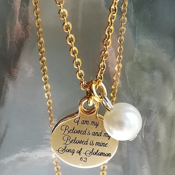 Gold Christian Bible Verse Scripture Necklace - Picture 2 of 3